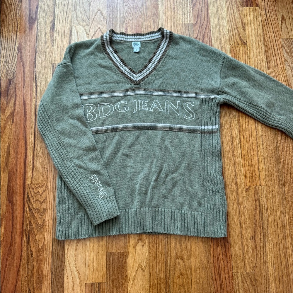 Urban Outfitters Olive V-Neck Sweater